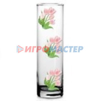Ваза стеклянная 26,5см "Весенние тюльпаны" FLORA D43767/01