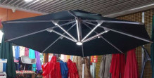Зонт садовый складной с подставкой и подсветкой, квадратный 300 см, бежевый