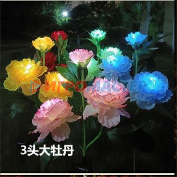Декоративное освещение Светильник на солн.батарее (фигура на спице с подсветкой) "Великолепная роза" 73 см, Голубой (свечение белое)