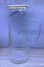 Кувшин стеклянный 1200мл "Орфей" с пластиковой крышкой и ситом, прозрачный