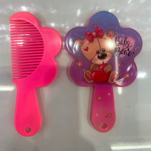 Расческа с зеркалом в наборе детские "МИМИШКИ", мишка, цвет розово-фиолетовый, 11см
