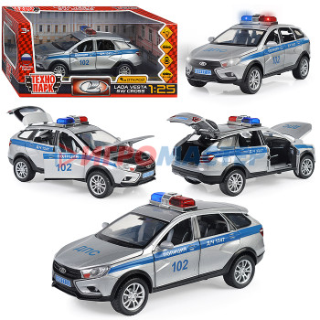 Коллекционные модели Машина металл LADA Sw Cross Полиция 17,5 см, (двери,свет-звук) в коробке