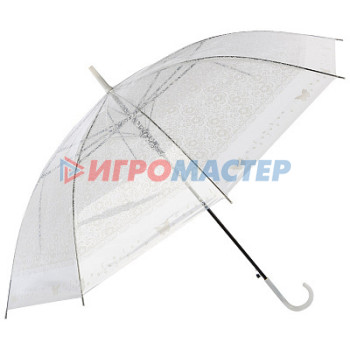 Зонты для взрослых Зонт-трость полуавтоматический 90см "BASIC" белый