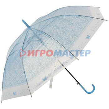 Зонты для взрослых Зонт-трость полуавтоматический 90см "BASIC" голубой