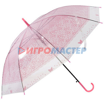 Зонт-трость полуавтоматический 90см "BASIC" розовый