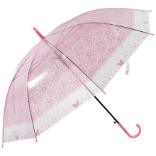 Зонт-трость полуавтоматический 90см "BASIC" розовый