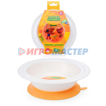 Стульчики для кормления, посуда детская, соски и пустышки Тарелка детская глубокая на присосе с декором &quot;Ми-ми-мишки&quot; (оранжевый)