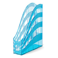 Подставка для бумаг вертикальная пластиковая S-Wing, Glitter, 75мм, голубая