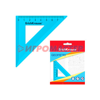 Линейки, треугольники, транспортиры Угольник пластиковый Pastel, 45°/7см, голубой, во флоупаке