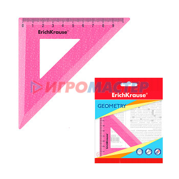 Линейки, треугольники, транспортиры Угольник пластиковый Glitter, 45°/9см, розовый, во флоупаке