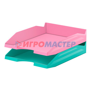 Лотки, подставки, корзины Набор из 2 пластиковых лотков для бумаг Office, Pastel Mint, мятный и розовый