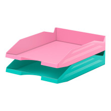 Набор из 2 пластиковых лотков для бумаг Office, Pastel Mint, мятный и розовый