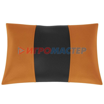 Подушки в машину Автомобильная подушка, поясничный подпор, экокожа, чёрно-оранжевая
