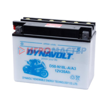 Аккумулятор Dynavolt D50-N18L-A/A3, 12V, DRY, обратная, 220 A, 206 х 92 х 160
