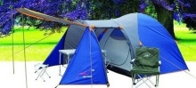 Палатка туристическая Кама-3 двухслойная, (90+110+210)*210*170 см, цвет серо-синий 6040