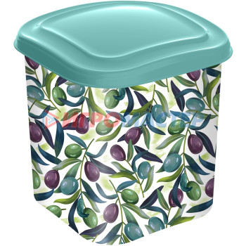 Контейнеры для хранения продуктов, посуда пластиковая Емкость для сыпучих продуктов 1,8л с декором (зеленый)
