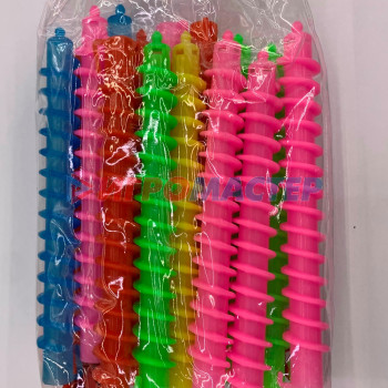 Бигуди пластиковые Бигуди для мелких кудрей 15шт "KUDRI", цвет микс, 15*1,7см (в прозрачной косметичке и бантик)