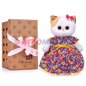 Мягкая игрушка Кошка Ли-Ли в платье с цветочным принтом