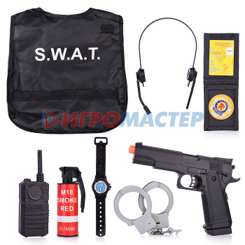 Наборы полиции, пожарных, спасателей Набор полицейского YA-5N (желет, оружие, часы, рация, значок, наручники) в пакете