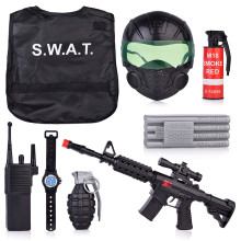 Набор полицейского YA-3N (жилет, каска, оружие, часы, рация, значок, наручники) в пакете