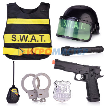 Наборы полиции, пожарных, спасателей Набор полицейского YA-202 (жилет, каска, оружие, рация, значок, наручники) в пакете