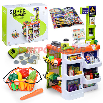 Наборы супермаркет, магазин Игровой набор 668-134 &quot;Супермаркет&quot; со звуком и корзиной для покупок, в коробке