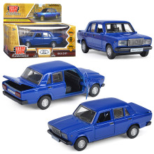 Машина металл ВАЗ-2107 12 см, (двери, багаж, синий) инерц, в коробке