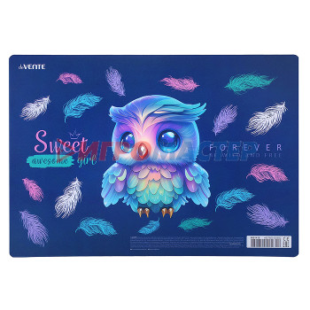 Покрытия на стол Покрытие настольное для лепки &quot;Happy Owl&quot; 33x23 см, пластиковое 600 мкм, с цветным рисунком