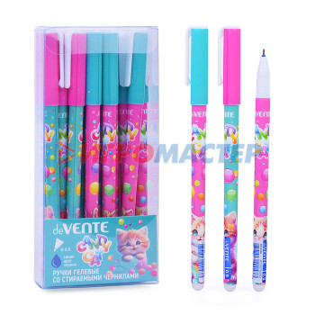 Ручки со стираемыми чернилами Ручка гелевая стираемая &quot;Candy Cat&quot; d=0,5 мм, 2 дизайна корпуса ассорти, с ластиком, сменны