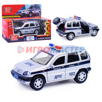 Коллекционные модели Машина металл LADA Niva Полиция 12 см, (двери, багаж, серебрист.,)инерц, в коробке
