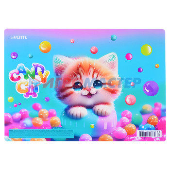 Покрытия на стол Покрытие настольное для лепки &quot;Candy Cat&quot; 33x23 см, пластиковое 600 мкм, с цветным рисунком