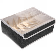 Кофр - органайзер для хранения вещей с прозрачной крышкой "УЮТДОМА", цвет черный, 6 отделений, 32*23*12см