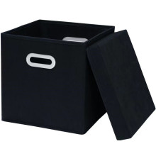 Короб - органайзер складной стеллажный для хранения вещей с крышкой "ДОМания", цвет черный, 33*33*33см (лейбл)