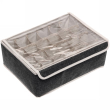 Кофр - органайзер для хранения вещей с прозрачной крышкой "УЮТДОМА", цвет черный, 24 отделения, 32*24*12см