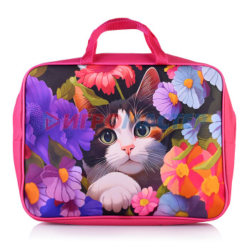 Папки-сумки Папка - сумка &quot;Кот в цветах&quot; Формат - А4, боковина - 75 мм. Предназначена для хранения альбомов