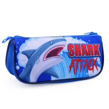 Пенал-косметичка объемный на молнии Премиум, печать на ткани &quot;Shark Attack 2023&quot; 220/105/65 