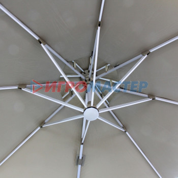 Зонт садовый складной с подставкой и подсветкой, круглый 300 см, бежевый