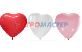 Надувные шары Воздушные шары"Сердце" 10"/25 см (набор 50 шт), белый/розовый/красный