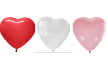 Воздушные шары"Сердце" 10"/25 см (набор 50 шт), белый/розовый/красный