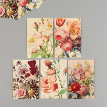 Бирка картон "Ретро цветы" набор 10 шт (5 видов) 4х6 см