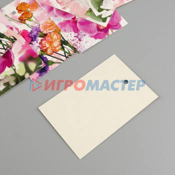 Бирка картон "Акварельные цветы" набор 10 шт (5 видов) 4х6 см