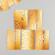 Бирка картон "Змеиная текстура", золото, набор 10 шт (5 видов) 4х6 см