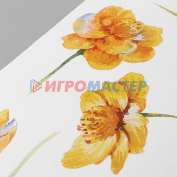 Наклейка пластик интерьерная цветная "Желтые цветы" 30х90 см