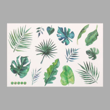 Наклейка пластик интерьерная цветная "Тропические листья" 40х60 см