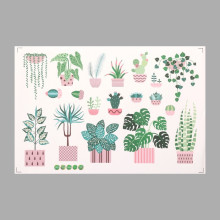Наклейка пластик интерьерная цветная "Комнатные растения" 40х60 см