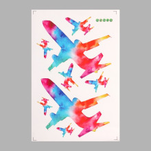 Наклейка пластик интерьерная цветная "Яркие самолеты" 40х60 см