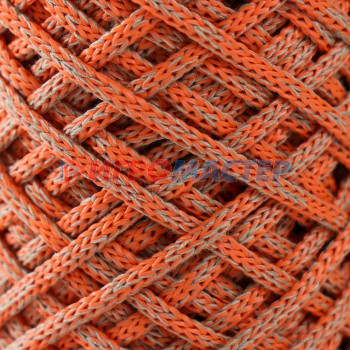 Шнур для вязания 35% хлопок,65% полипропилен 3 мм 85м/160±10 гр (Хаки/оранжевый)