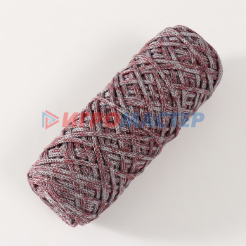 Шнур для вязания 35% хлопок,65% полипропилен 3 мм 85м/160±10 гр ( Вишня/серый)