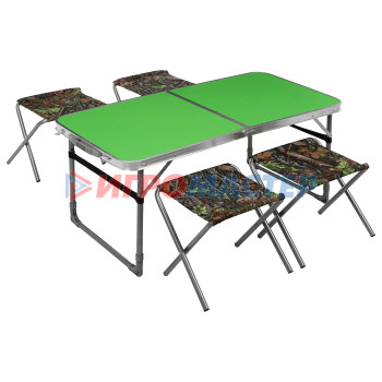 Набор мебели: стол, 4 стула, цвет зелёный с дубовыми листьями