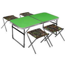 Набор мебели: стол, 4 стула, цвет зелёный с дубовыми листьями